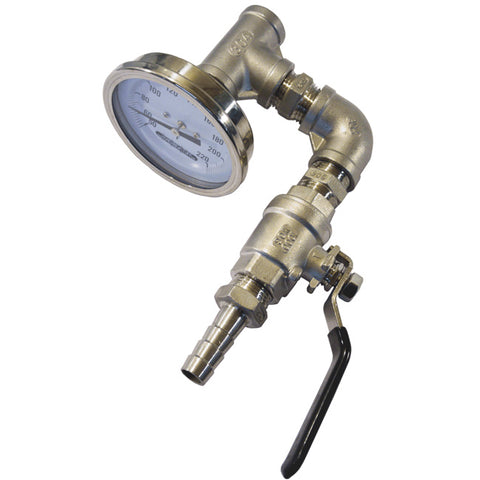 "Ther-Monitor" Inline Counterflow Thermometer Assembly w/ 2pc Valve