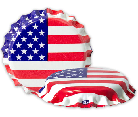 AMERICAN FLAG CROWN CAPS (144)