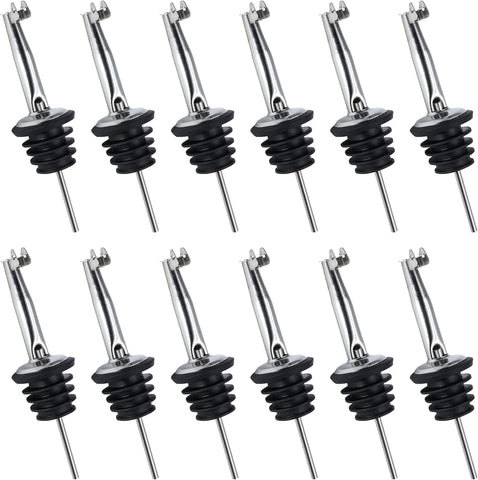 Stainless Steel Bottle Pourers, Liquor Pour Spouts Set with Flip Top 12pack