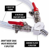 TAPCRAFT Air Y Splitter for Draft Beer Regulator with 5 Foot Air Lines Chrome Plated