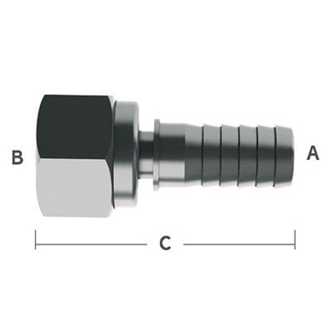 1/2 in. Barb x 1/2 in. Nut - Swivel SS Beverage Fitting - FIP