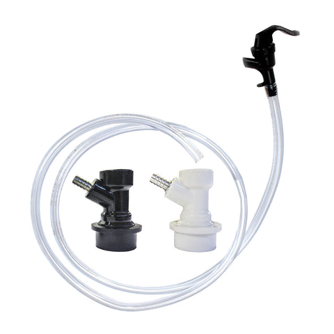 Ball Lock Dispense Kit - Gas In & Liquid Out, 30" Tubing, & Faucet