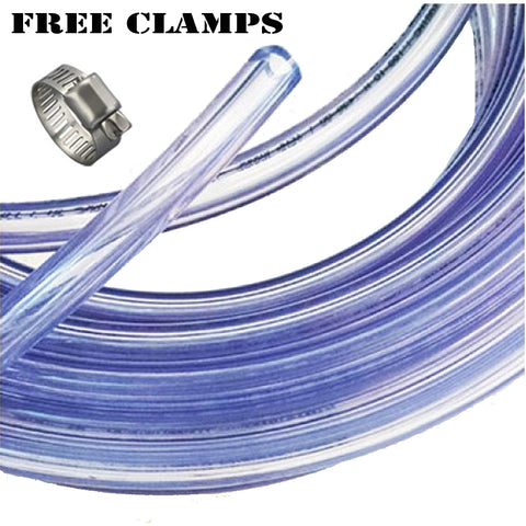 3/16" ID x 7/16" OD Clear Vinyl Tubing with Free Screw Clamps