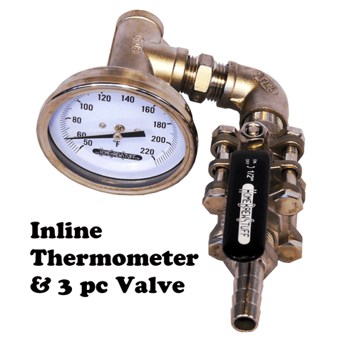 1/2" Inline Thermometer & 3pc Valve Homebrew Beer Counterflow Wort Plate Chiller