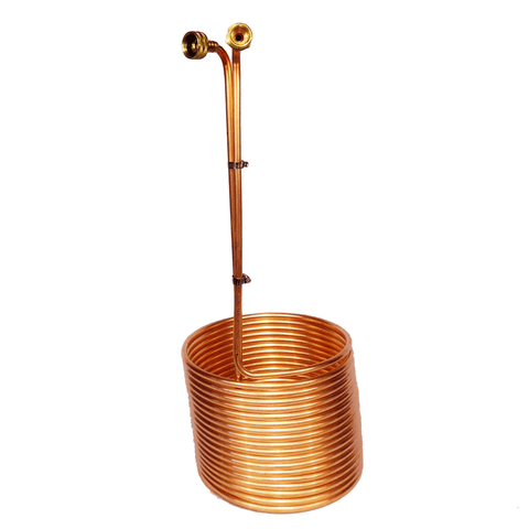 50' Copper Immersion Wort Chiller Extra Tall W/ Braised Garden Hose Fittings